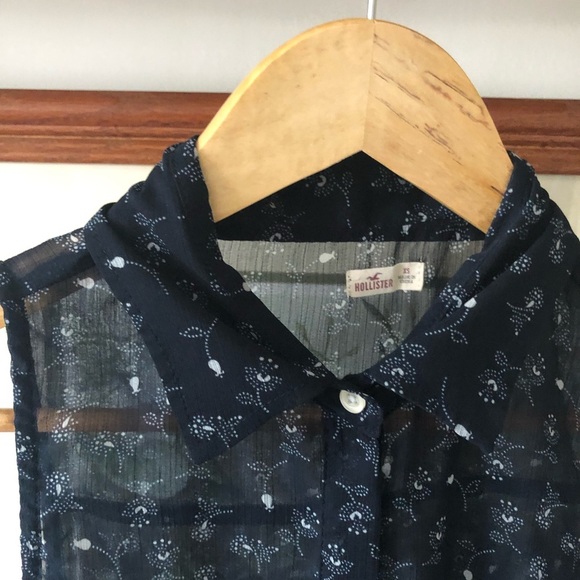 HOLISTER Sleeveless Sheer Button-down Blouse - Picture 11 of 13
